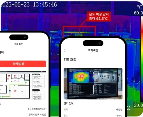 열화상 온도 이상 감지와 조치 확인 화면