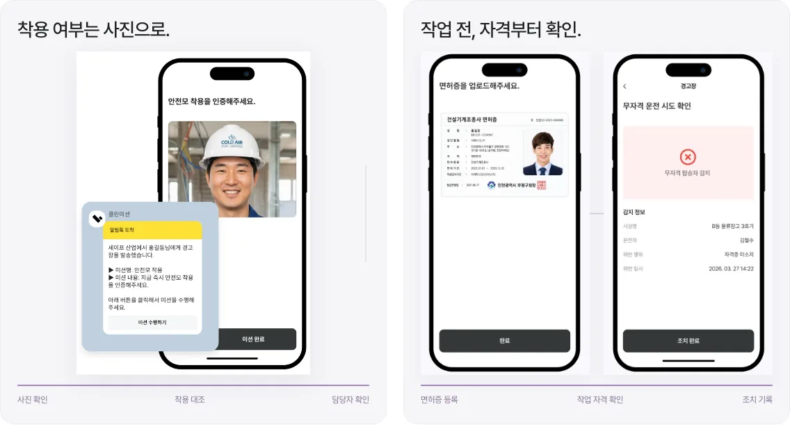 착용·자격 확인 시연 마지막 화면