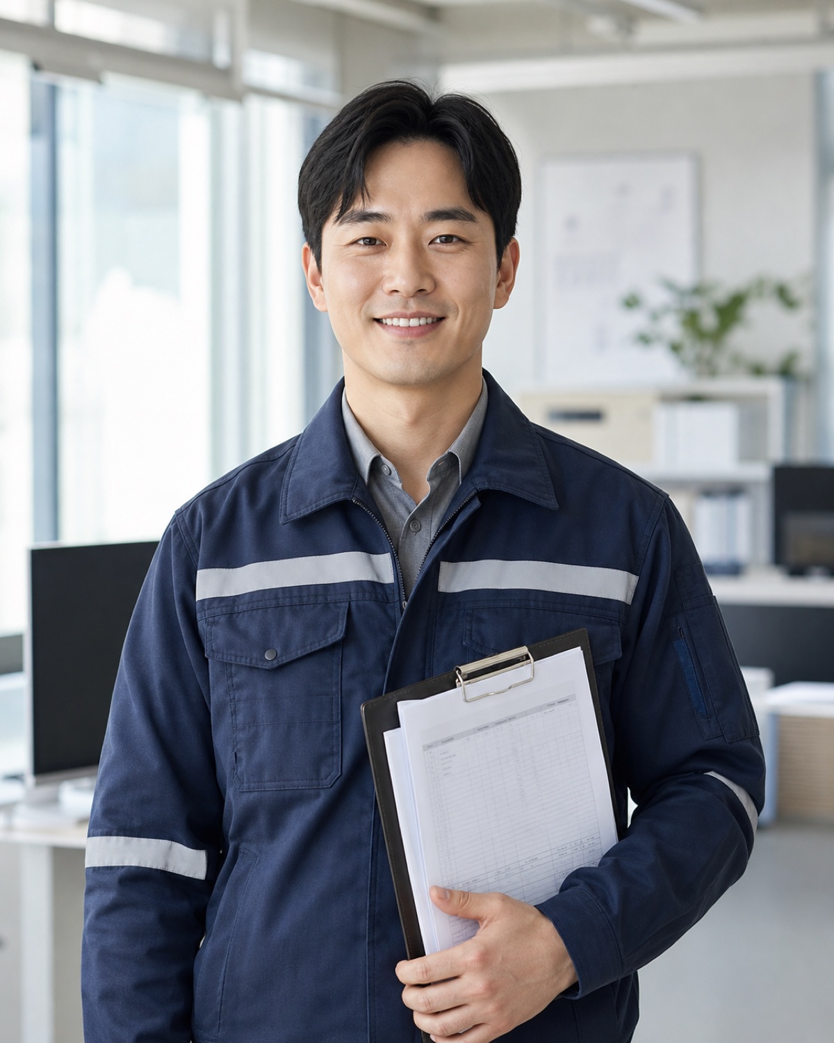 SDS 점검 서류를 든 클린미션 담당자